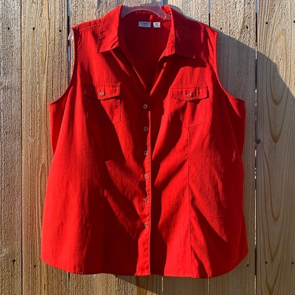 Chico's Sleeveless Button-Front Red Shirt